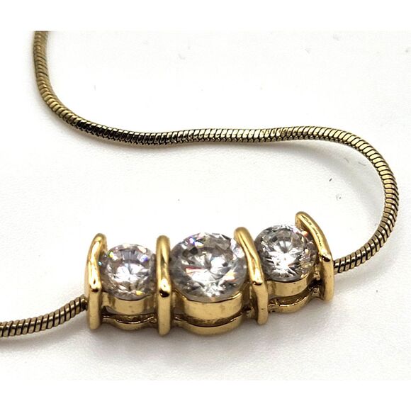 2CT Three Stone Past Present Future Solitaire Necklace 19in - Picture 7 of 7